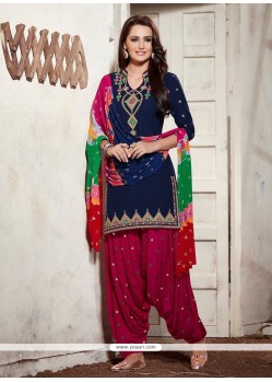 Demure Cotton Embroidered Work Punjabi Suit
