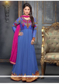 Blue Embroidery Work Anarkali Suit
