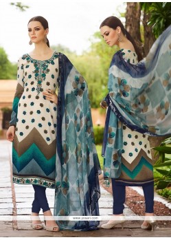 Beauteous Faux Crepe Multi Colour Embroidered Work Churidar Designer Suit