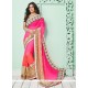 Orphic Hot Pink Patch Border Work Bamber Georgette Classic Saree