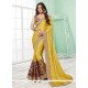 Piquant Embroidered Work Yellow Classic Saree