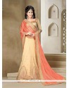 Magnetic Beige Embroidered Work Lycra Classic Saree
