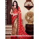 Patch Border Jacquard Printed Saree In Red