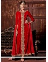 Angelic Red Velvet Designer Churidar Suit
