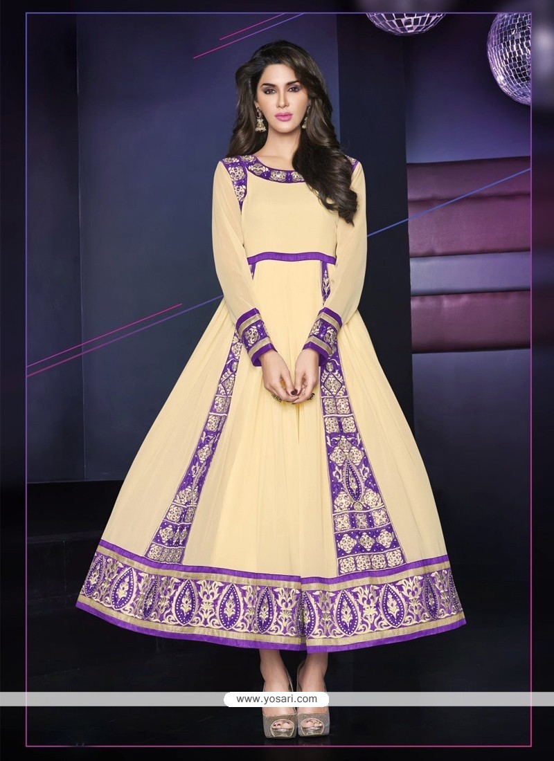 Breathtaking Cream Anarkali Salwar Suit