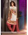 Embroidered Georgette Punjabi Suit In Off White