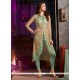 Intricate Net Sea Green Pant Style Suit