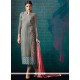 Snazzy Georgette Grey Embroidered Work Pant Style Suit