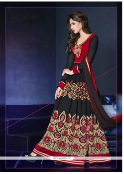Black And Red Georgette Anarkali Suit
