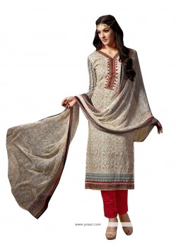 Tiptop Fancy Fabric Beige Embroidered Work Pant Style Suit