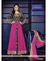 Pink And Black Zari Work Anarkali Suit