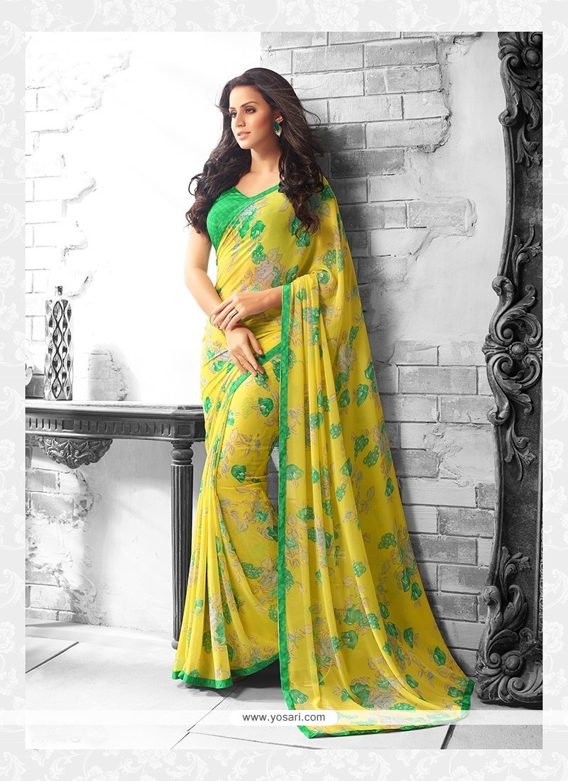 Competent Georgette Yellow Casual Saree