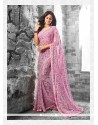 Awesome Pink Print Work Georgette Casual Saree