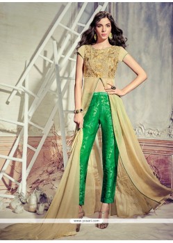 Magnetize Embroidered Work Faux Chiffon Pant Style Suit