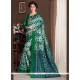Modish Handloom Silk Green Print Work Printed Saree