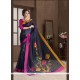 Lurid Handloom Silk Black Printed Saree