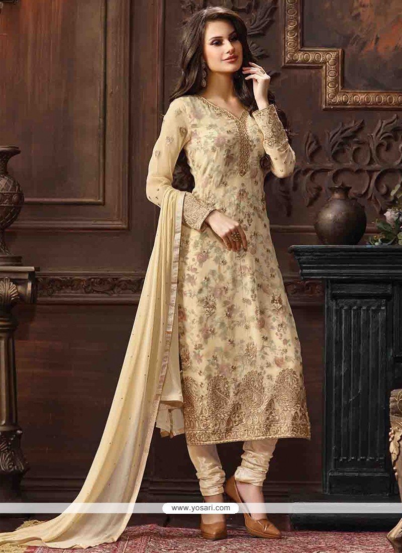 Exciting Embroidered Work Churidar Designer Suit