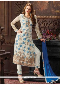 Striking Georgette Embroidered Work Pant Style Suit