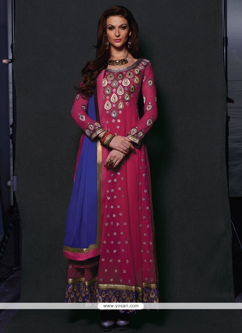 Imperial Pink Embroidery Anarkali Suit