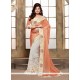 Patch Border Lycra Classic Designer Saree In Off White And Orange