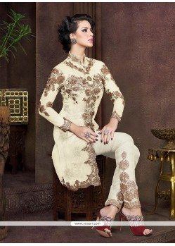 Stunning Net Embroidered Work Pant Style Suit