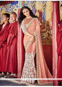 Pink Patch Border Work Georgette Classic Saree