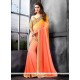 Astounding Peach Embroidered Work Fancy Fabric Saree