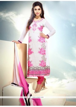 Off White Embroidery Churidar Suit