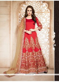 Marvelous Red Banglori Silk Designer Floor Length Suit