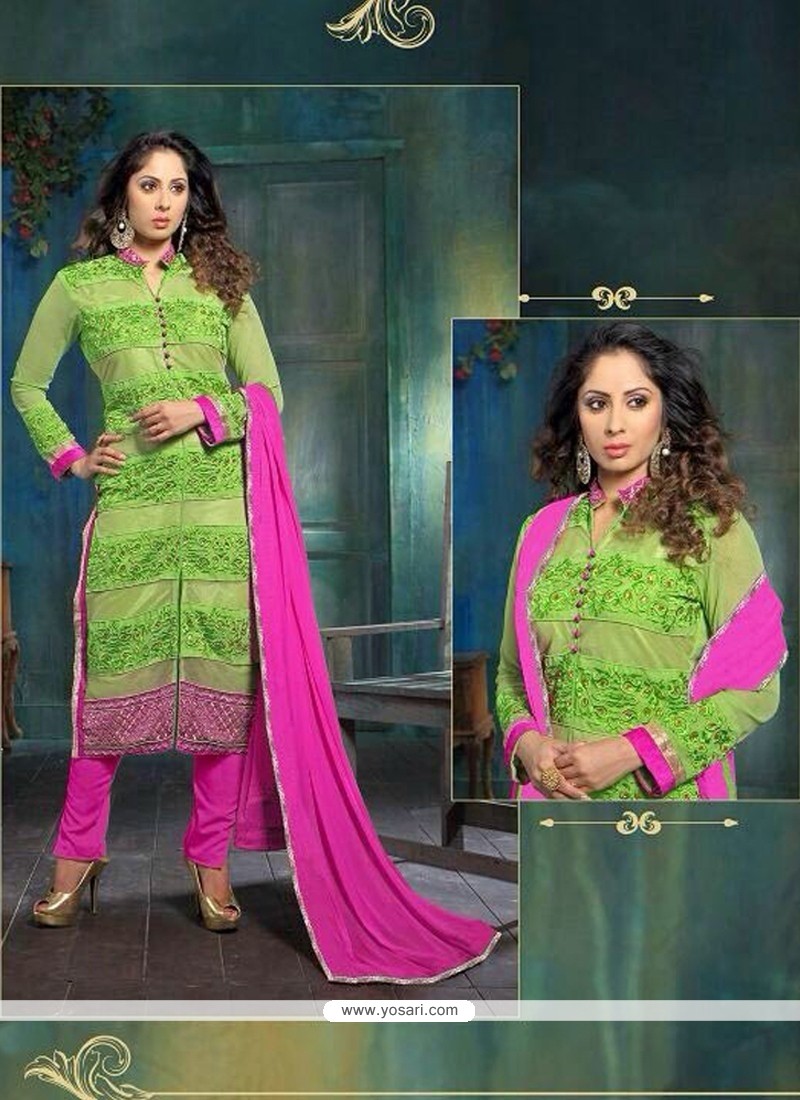 Sangita Ghose Green Georgette Churidar Suit