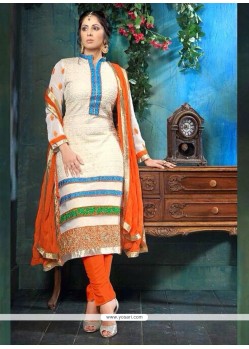 Sangita Ghose White Viscose Georgette Churidar Suit