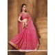 Delectable Hot Pink Patch Border Work Classic Designer Saree