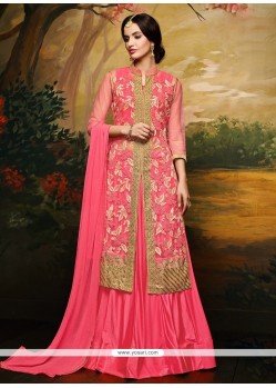 Deserving Rose Pink Embroidered Work Georgette Designer Lehenga Choli