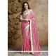 Patch Border Jacquard Designer Saree In Pink