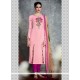 Pink Cotton Satin Churidar Designer Suit