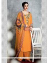 Attractive Embroidered Work Orange Designer Palazzo Salwar Kameez