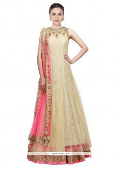 Fascinating Gold Floor Length Anarkali Salwar Suit