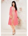 Radiant Embroidered Work Pink Georgette Party Wear Kurti