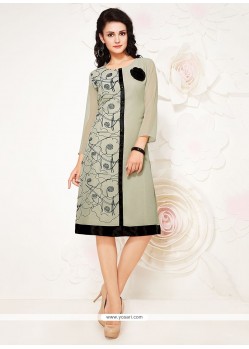 Ideal Grey Embroidered Work Party Wear Kurti