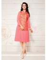 Floral Pink Embroidered Work Party Wear Kurti