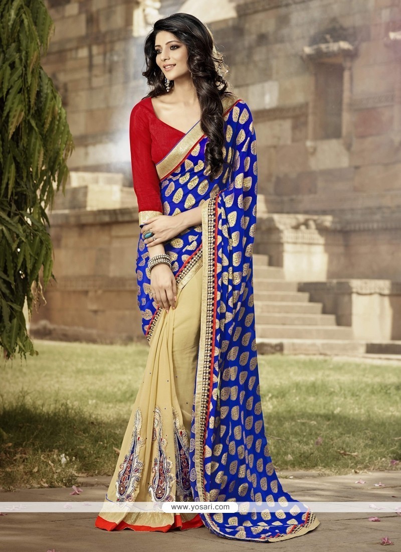 Hypnotic Embroidered Work Georgette Traditional Saree