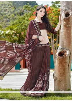 Bedazzling Georgette Patch Border Work Printed Saree