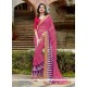 Preferable Hot Pink Patch Border Work Georgette Printed Saree