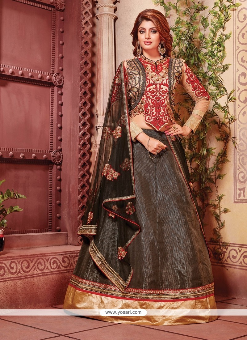 Fab Fancy Fabric Black Designer A Line Lehenga Choli