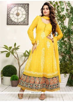 Yellow Georgette Anarkali Salwar Suit