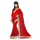 Pleasing Red Embroidered Work Georgette Designer Traditional Sarees