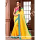 Immaculate Embroidered Work Yellow Designer Saree