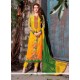 Majestic Yellow Cotton Satin Churidar Designer Suit