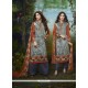 Perfervid Print Work Cotton Satin Churidar Designer Suit