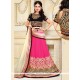 Exciting Black And Pink Patch Border Work Faux Chiffon A Line Lehenga Choli